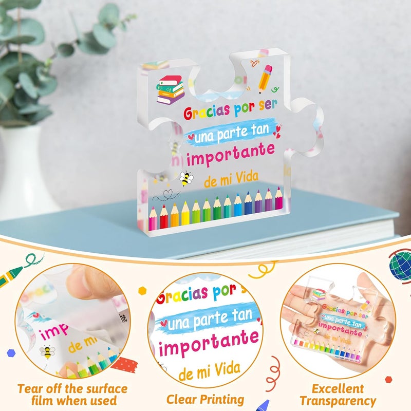 Yopyame Spanish Teacher Appreciation Gifts - Regalos para Maestra Acrylic Gift for Teacher Thank You Gifts for Teacher from Students End of Year Graduation Christmas Birthday Gift for Teachers - Image 3